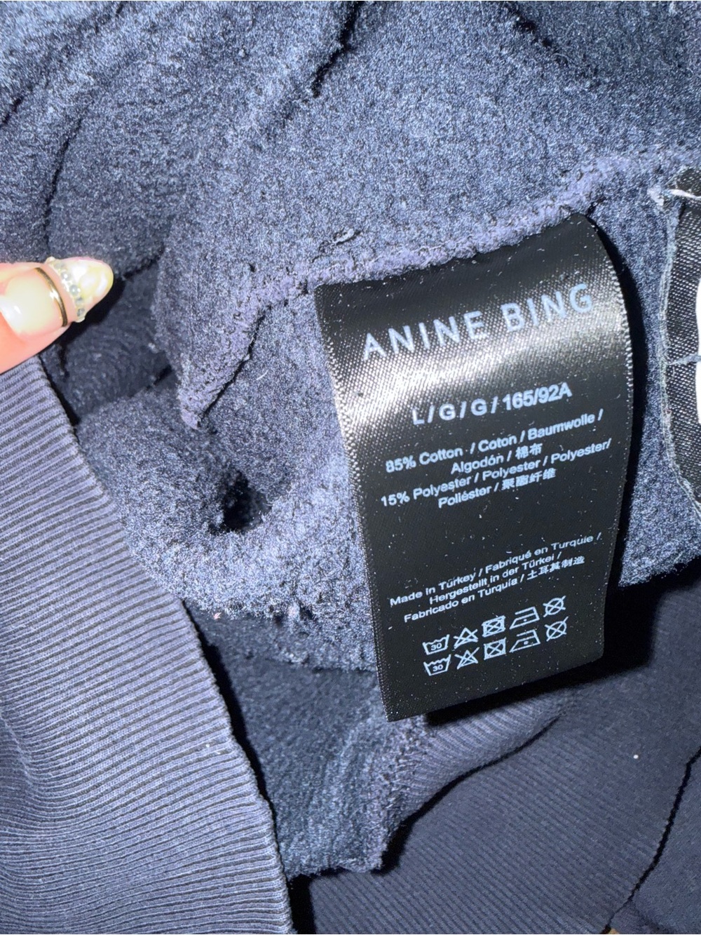 Anine Bing Logo Navy Sweater- size large - Picture 5 of 7
